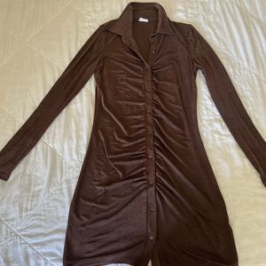 Brown collared breathable mini dress. Size M.